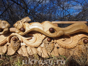 Резной деревянный карниз для штор "Золотая осень. Береза"